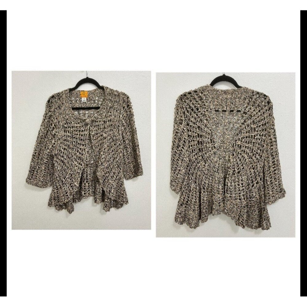 Open Front Crochet Knot Cardigan Boho Shabby Chic Layering Cottagecore Granny XL